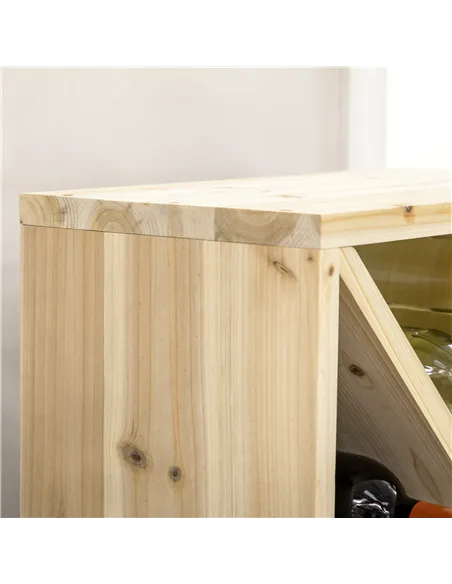 HOMCOM Set of 2 Wooden Wine Rack, X-Shaped Square Tabletop Storage Holder for 24 Bottle, Natural Wood