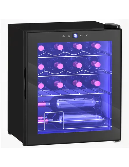 HOMCOM 42L 16-Bottle Wine Cooler Fridge - Black