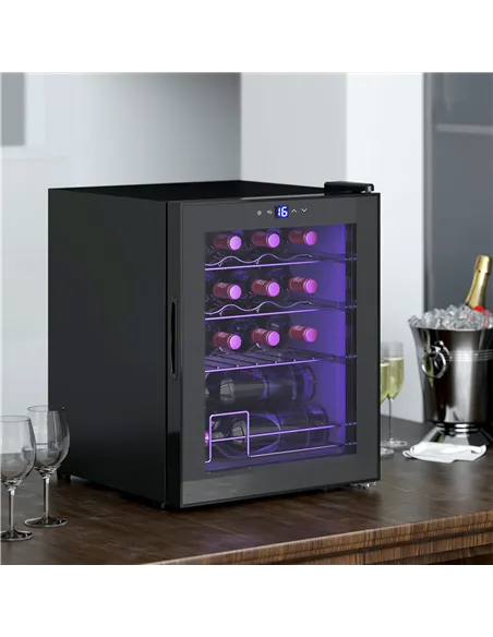 HOMCOM 42L 16-Bottle Wine Cooler Fridge - Black