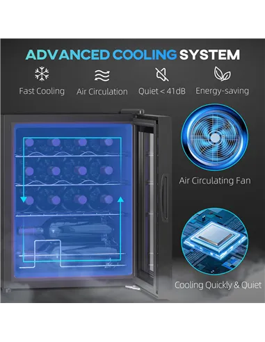 HOMCOM 42L 16-Bottle Wine Cooler Fridge - Black