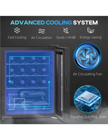 HOMCOM 42L 16-Bottle Wine Cooler Fridge - Black