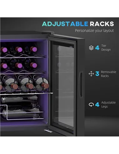 HOMCOM 42L 16-Bottle Wine Cooler Fridge - Black