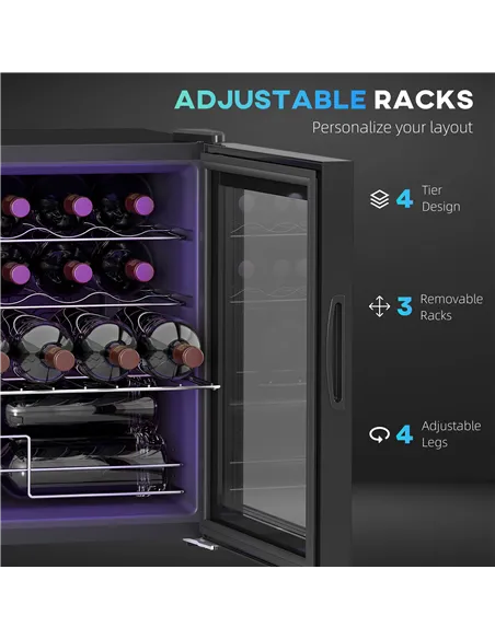 HOMCOM 42L 16-Bottle Wine Cooler Fridge - Black