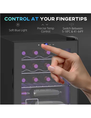 HOMCOM 42L 16-Bottle Wine Cooler Fridge - Black