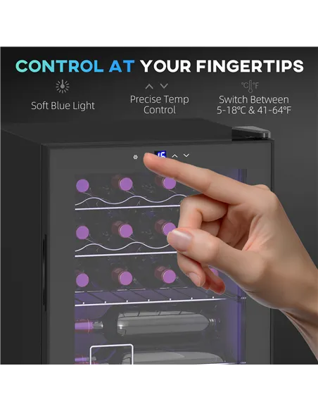 HOMCOM 42L 16-Bottle Wine Cooler Fridge - Black