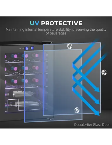 HOMCOM 42L 16-Bottle Wine Cooler Fridge - Black