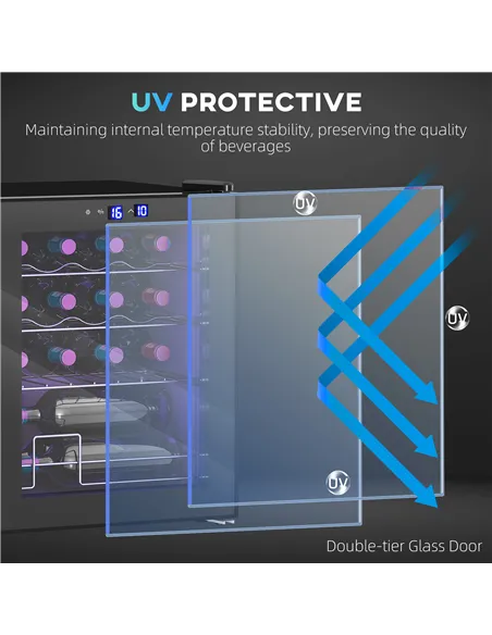 HOMCOM 42L 16-Bottle Wine Cooler Fridge - Black