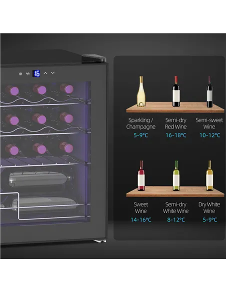 HOMCOM 42L 16-Bottle Wine Cooler Fridge - Black