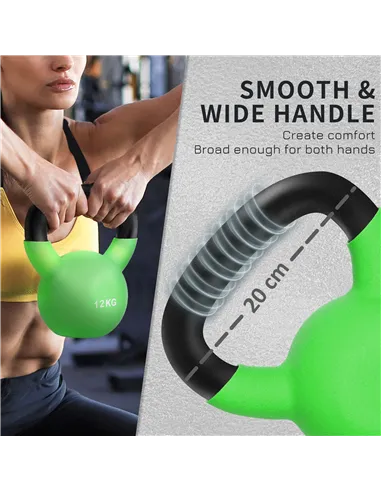 HOMCOM Soft Kettlebell, 12kg Kettle Bell with Non-Slip Handle for Home Gym Weight Lifting and Strength Training, Green