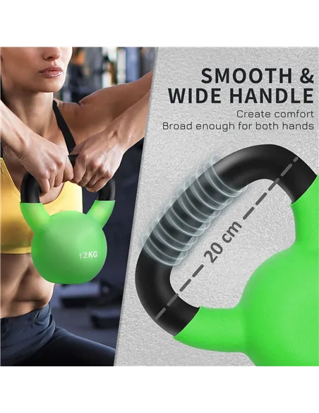 HOMCOM Soft Kettlebell, 12kg Kettle Bell with Non-Slip Handle for Home Gym Weight Lifting and Strength Training, Green