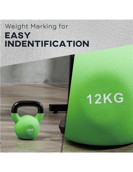 HOMCOM Soft Kettlebell, 12kg Kettle Bell with Non-Slip Handle for Home Gym Weight Lifting and Strength Training, Green