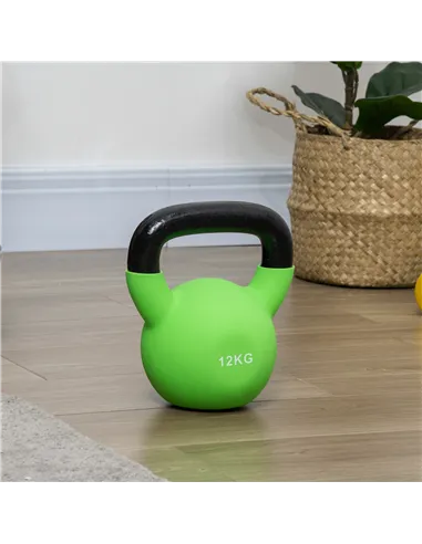 HOMCOM Soft Kettlebell, 12kg Kettle Bell with Non-Slip Handle for Home Gym Weight Lifting and Strength Training, Green