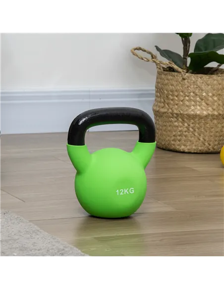HOMCOM Soft Kettlebell, 12kg Kettle Bell with Non-Slip Handle for Home Gym Weight Lifting and Strength Training, Green