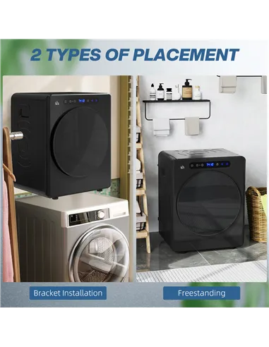 HOMCOM 4kg Compact 40-60℃  Tumble Dryer - Black
