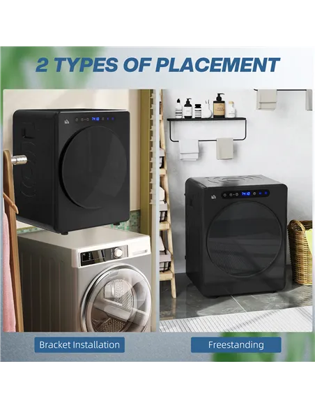 HOMCOM 4kg Compact 40-60℃  Tumble Dryer - Black