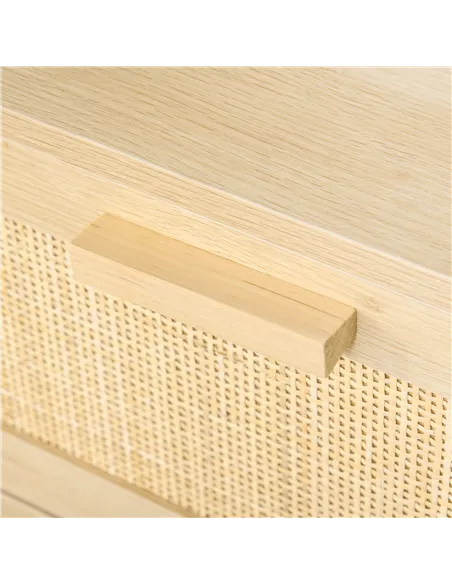 HOMCOM Rattan Bedroom Chest of Drawers, 3 Drawers Storage Unit, Boho Dresser for Living Room, Hallway, Natural