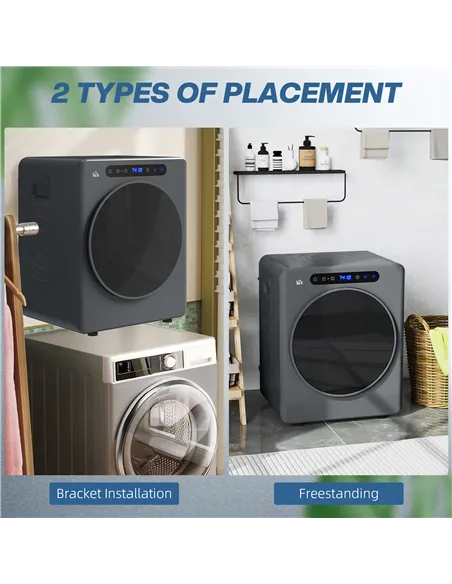 HOMCOM 4kg Compact 40-60℃  Tumble Dryer - Grey