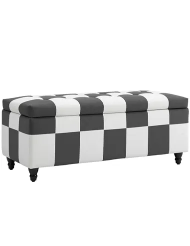 HOMCOM Storage Ottoman, Storage Bench with Wood Legs, Footstool, Footrest with Velvet Surface for Bedroom, Hallway, Living Room,