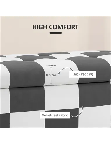 HOMCOM Storage Ottoman, Storage Bench with Wood Legs, Footstool, Footrest with Velvet Surface for Bedroom, Hallway, Living Room,