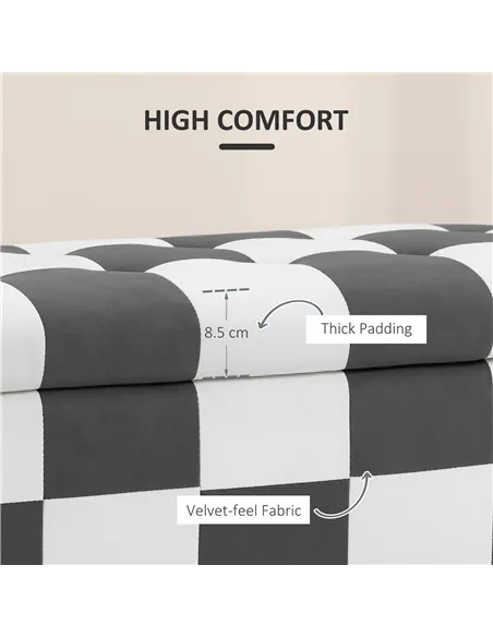 HOMCOM Storage Ottoman, Storage Bench with Wood Legs, Footstool, Footrest with Velvet Surface for Bedroom, Hallway, Living Room,