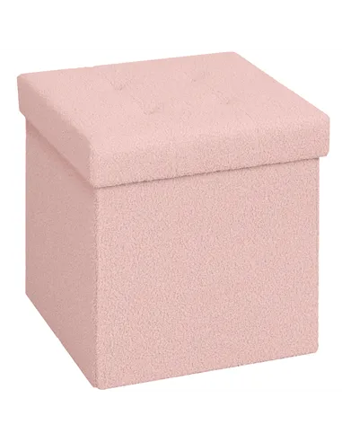 HOMCOM Foldable Sherpa Fleece Storage Ottoman - Pink