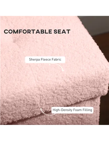 HOMCOM Foldable Sherpa Fleece Storage Ottoman - Pink