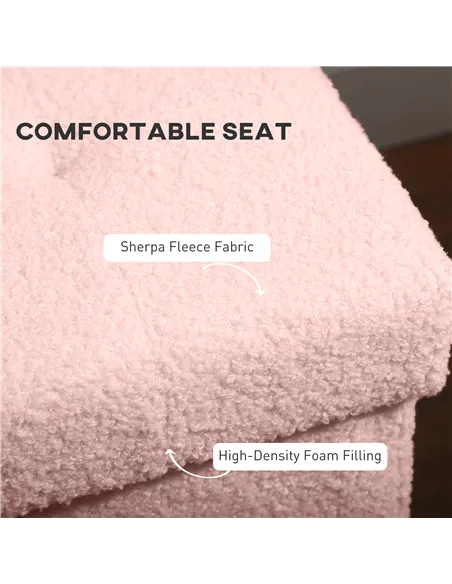 HOMCOM Foldable Sherpa Fleece Storage Ottoman - Pink