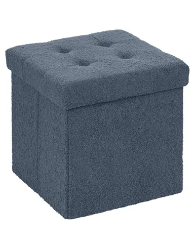 HOMCOM Foldable Sherpa Fleece Storage Ottoman - Blue
