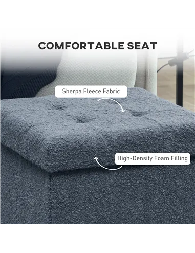 HOMCOM Foldable Sherpa Fleece Storage Ottoman - Blue
