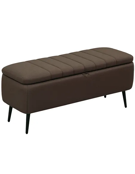 HOMCOM Linen-Look 92 x 31cm Storage Ottoman - Dark Brown