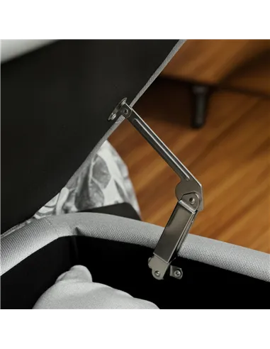 HOMCOM 92 x 31cm Linen-Look Storage Ottoman - Light Grey