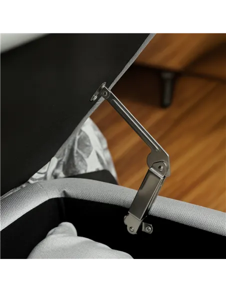 HOMCOM 92 x 31cm Linen-Look Storage Ottoman - Light Grey