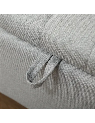 HOMCOM 92 x 31cm Linen-Look Storage Ottoman - Light Grey