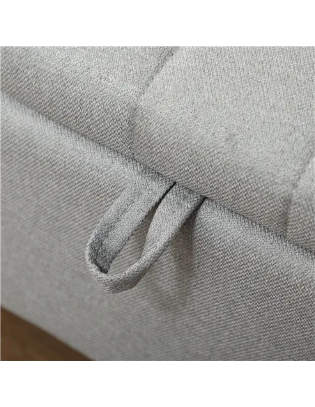 HOMCOM 92 x 31cm Linen-Look Storage Ottoman - Light Grey