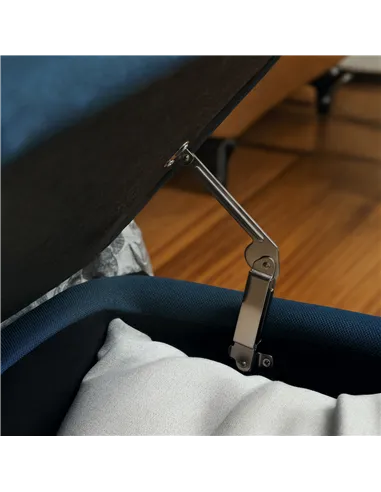 HOMCOM 92 x 31cm Linen-Look Storage Ottoman - Dark Blue