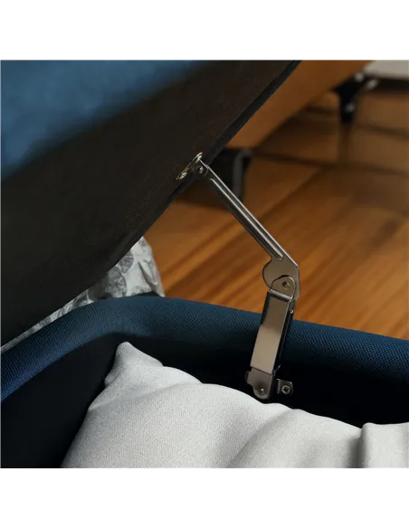 HOMCOM 92 x 31cm Linen-Look Storage Ottoman - Dark Blue