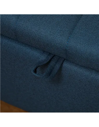 HOMCOM 92 x 31cm Linen-Look Storage Ottoman - Dark Blue