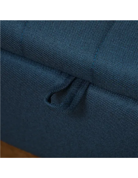 HOMCOM 92 x 31cm Linen-Look Storage Ottoman - Dark Blue