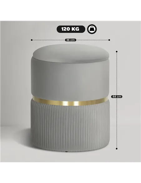 HOMCOM Velvet-Feel Storage Ottoman - Light Grey