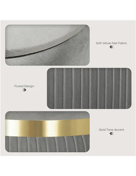 HOMCOM Velvet-Feel Storage Ottoman - Light Grey