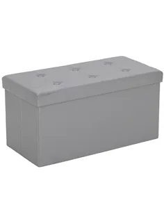 HOMCOM Storage Ottoman Bench, 89L PU Leather Folding Foot Rest Stool, End of Bed Bench, Easy Assembly, for Living Room, Bedroom,