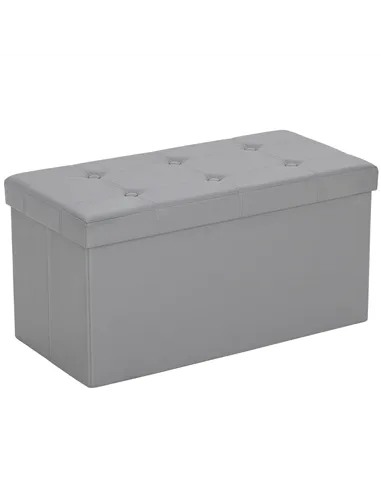 HOMCOM Storage Ottoman Bench, 89L PU Leather Folding Foot Rest Stool, End of Bed Bench, Easy Assembly, for Living Room, Bedroom,