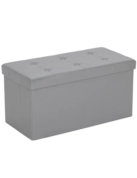 HOMCOM Storage Ottoman Bench, 89L PU Leather Folding Foot Rest Stool, End of Bed Bench, Easy Assembly, for Living Room, Bedroom,