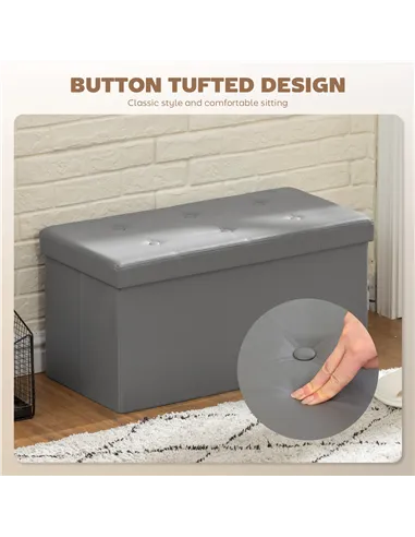 HOMCOM Storage Ottoman Bench, 89L PU Leather Folding Foot Rest Stool, End of Bed Bench, Easy Assembly, for Living Room, Bedroom,