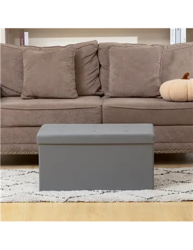 HOMCOM Storage Ottoman Bench, 89L PU Leather Folding Foot Rest Stool, End of Bed Bench, Easy Assembly, for Living Room, Bedroom,