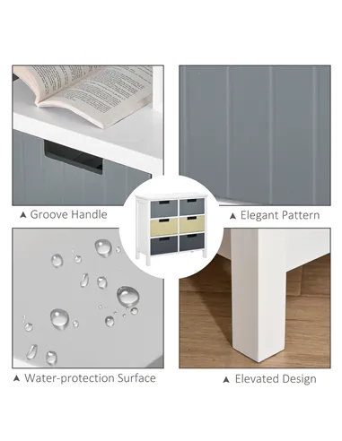 HOMCOM 6 Drawer Storage Tower, Dresser Chest with Wood Top, Organiser Unit for Closets Bedroom Nursery Room Hallway