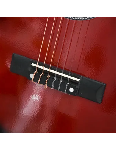 HOMCOM 36" 3/4 Beginner Acoustic Guitar Set, with Protective Case, Red