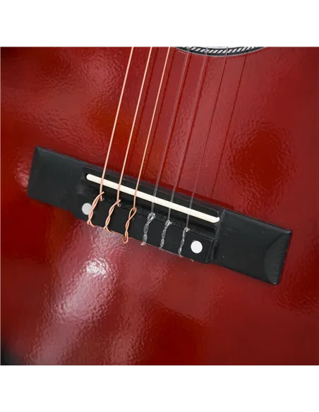 HOMCOM 36" 3/4 Beginner Acoustic Guitar Set, with Protective Case, Red