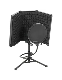 HOMCOM Studio Microphone Isolation Shield with Pop Filter and Tripod Stand, Foldable Adjustable Recording Studio Equipment, 3-Pa