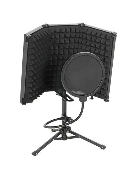 HOMCOM Studio Microphone Isolation Shield with Pop Filter and Tripod Stand, Foldable Adjustable Recording Studio Equipment, 3-Pa